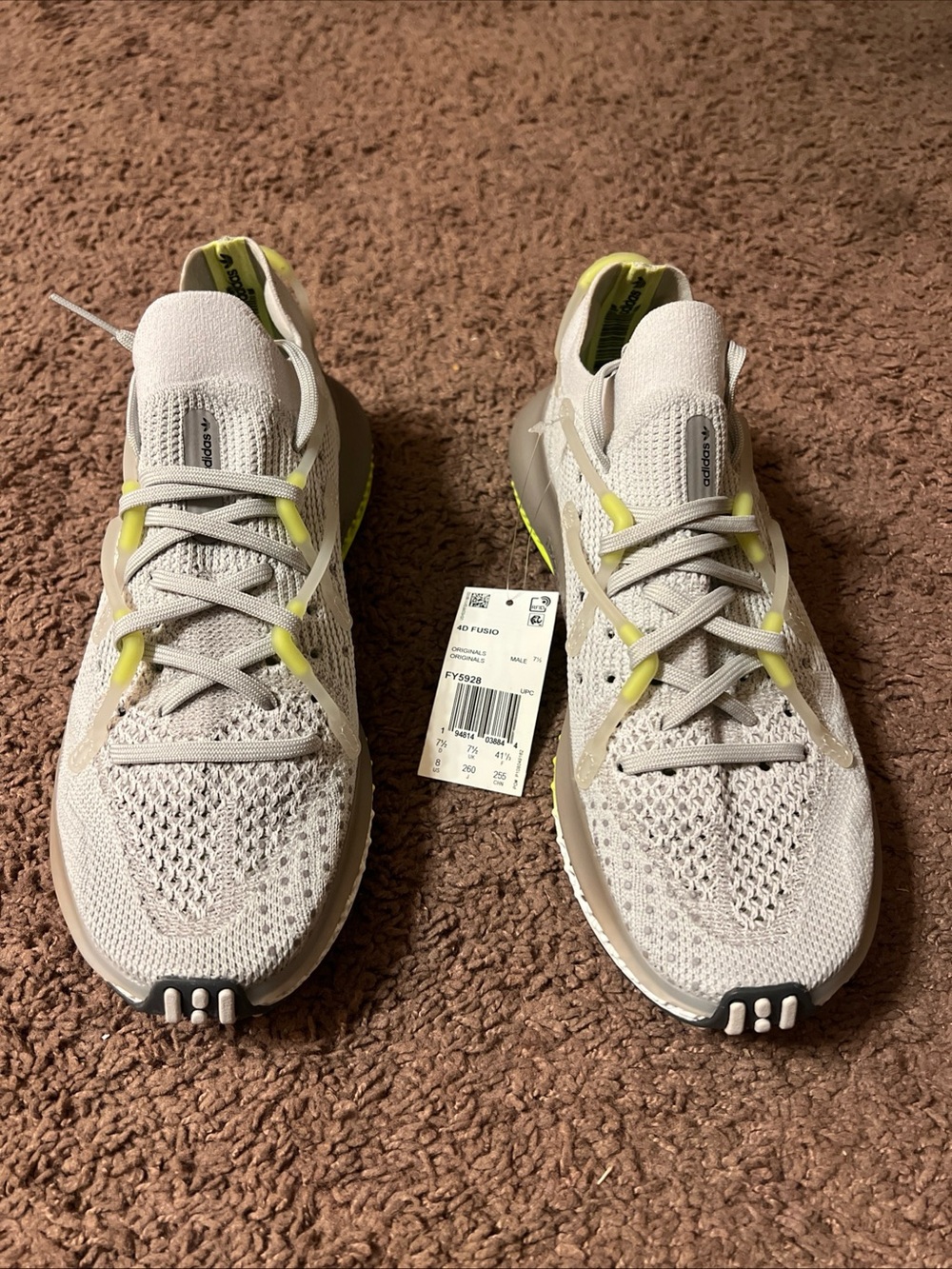 NEW Adidas 4D Fusio Grey Solar Yellow FY5928 Size 8